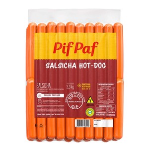 Salsicha Hot-Dog Resfriada 3,3kg - Caixa C/ 4. Qualidade e Sabor Pif Paf